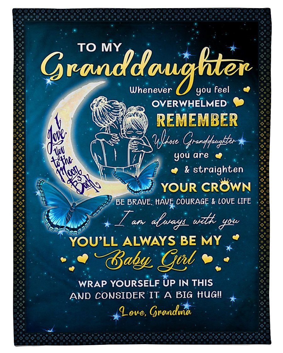 Blue Butterflies I Am Always With You Grandma To Granddaughter Fleece Blanket Fleece Blanket