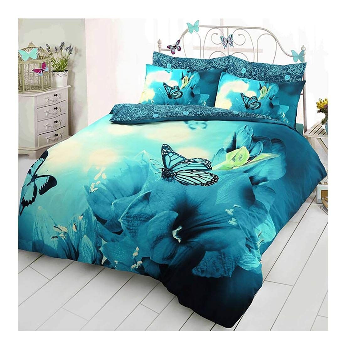 Blue Butterfly Bedding Set