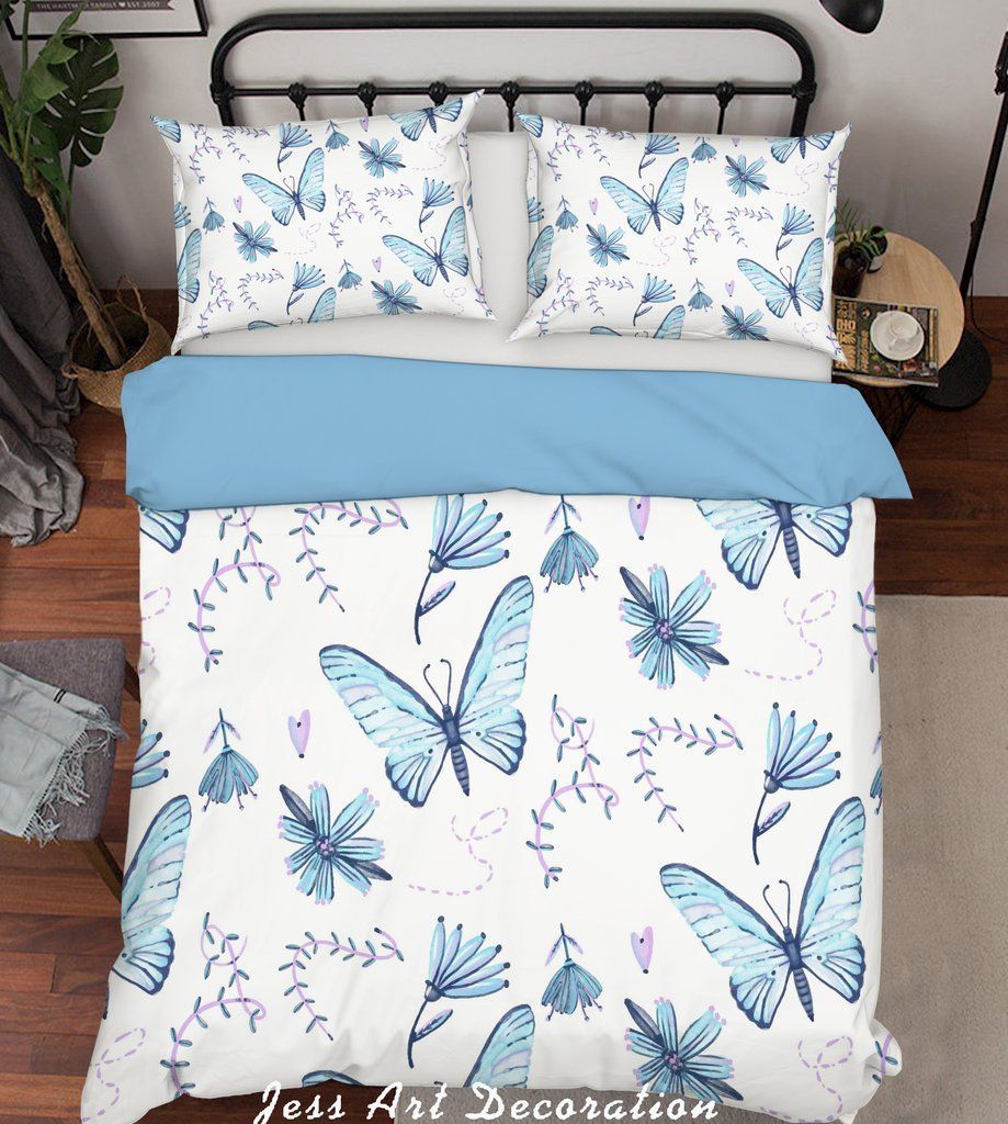 Blue Butterfly Bedding Set