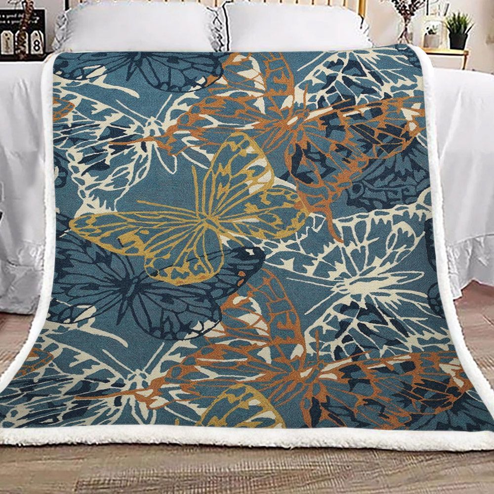 Blue Butterfly Sherpa Fleece Blanket
