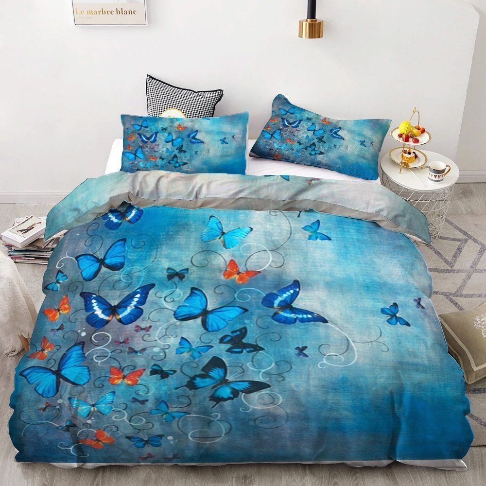 Blue Butterfly Bedding Set