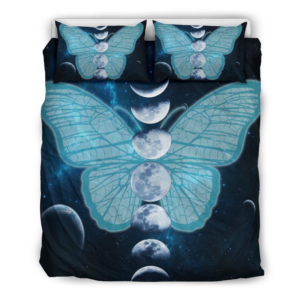 Blue Butterfly Moon Bedding Set