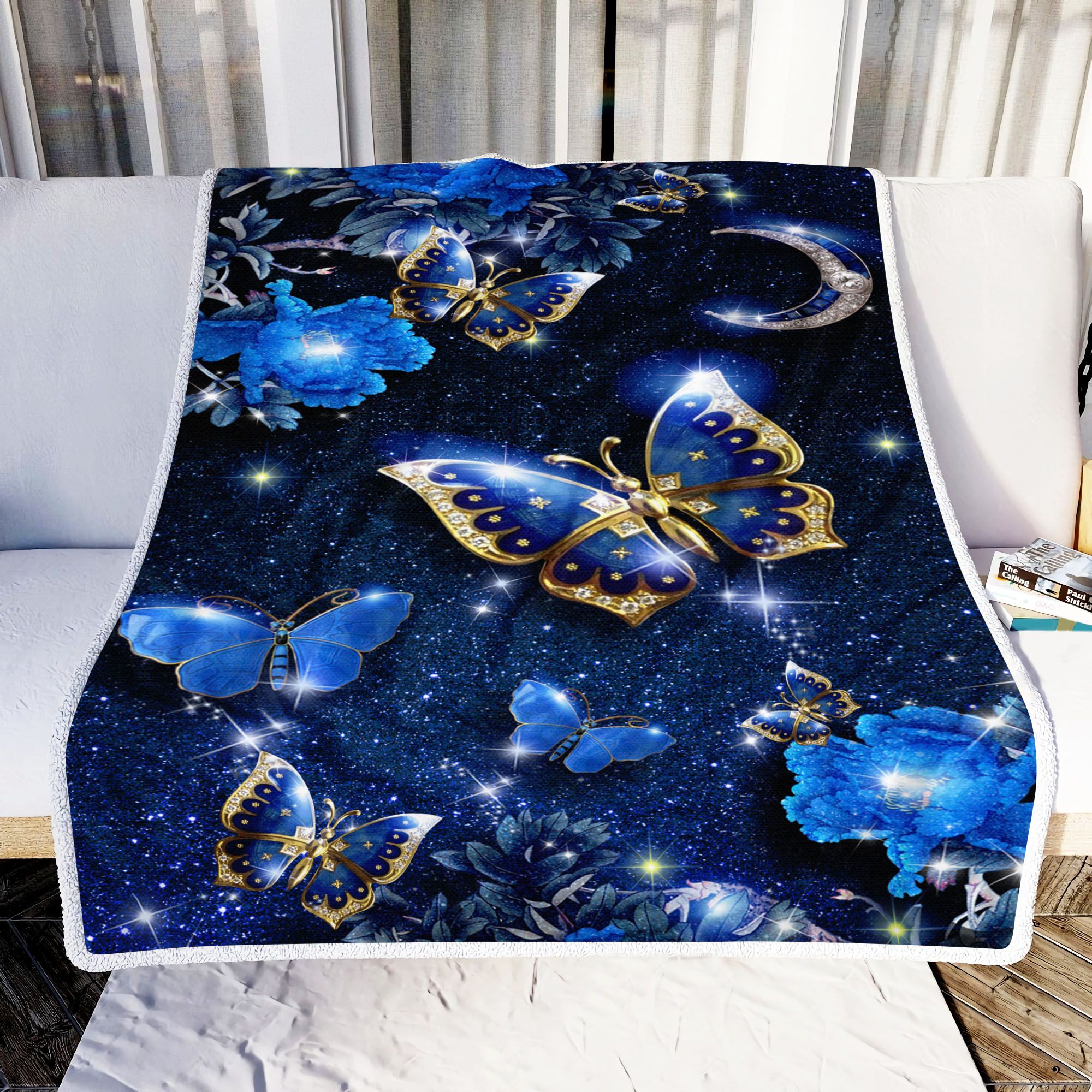 Blue Butterfly Fleece Blanket