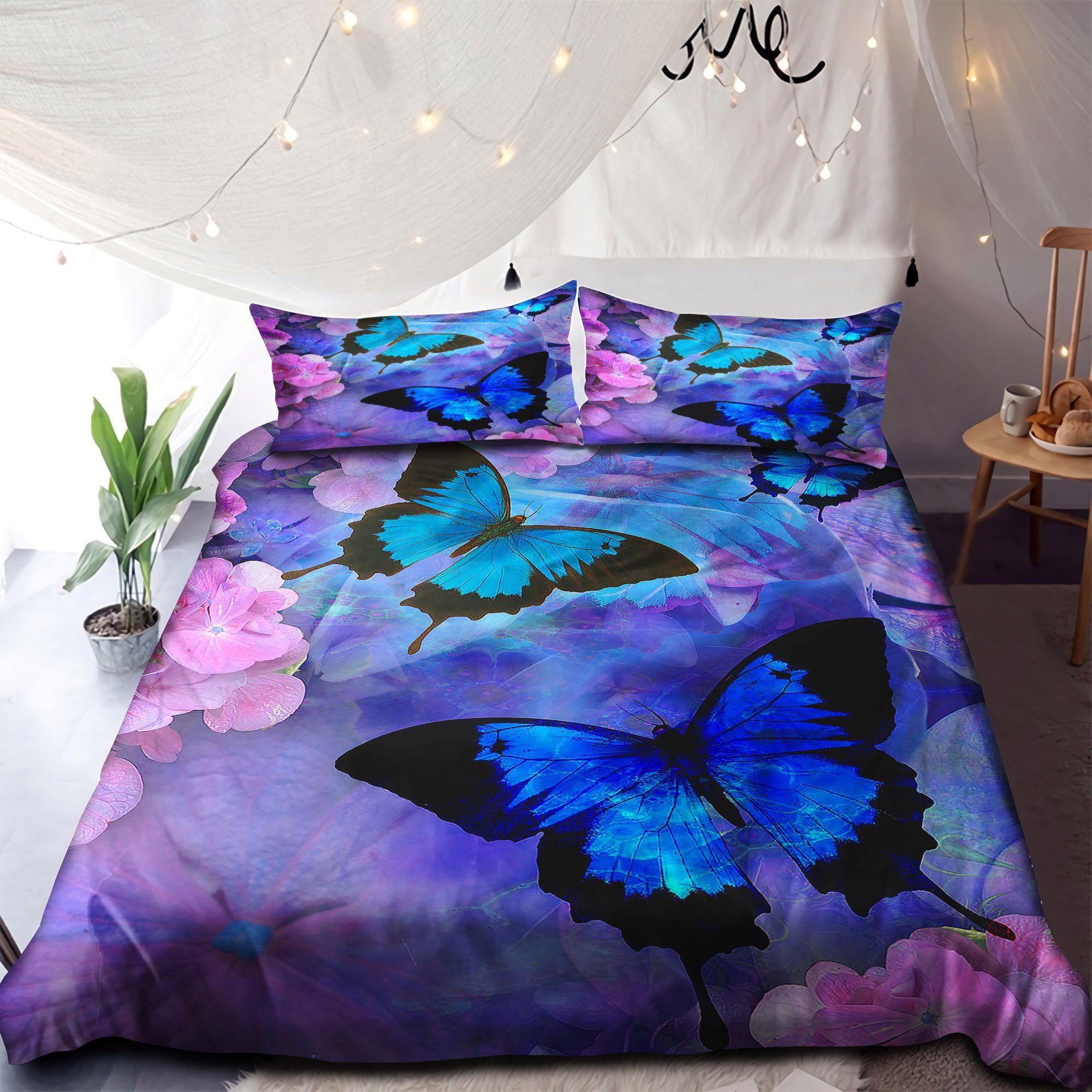 Blue Butterfly Bedding Set