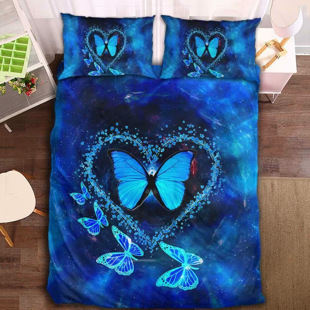 Blue Butterfly Bedding Set