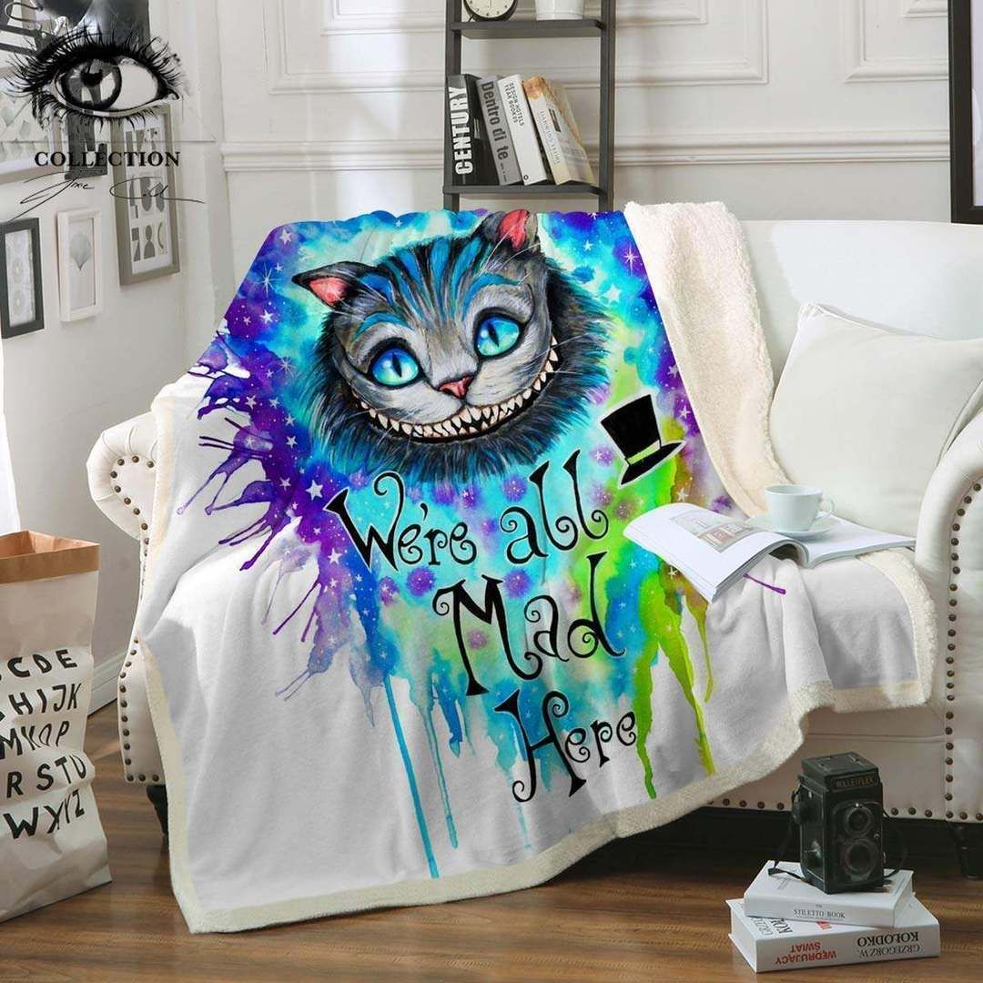 Blue Cat Sherpa Fleece Blanket