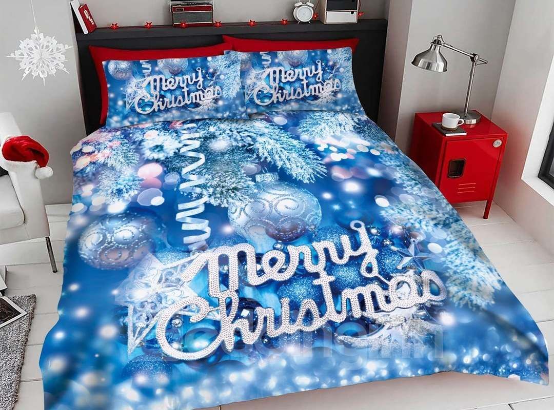 Blue Christmas Decorative Balls 3d Bedding Set