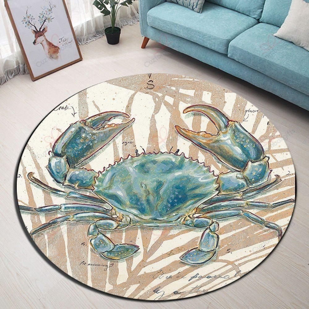 Blue Crab Round Carpet