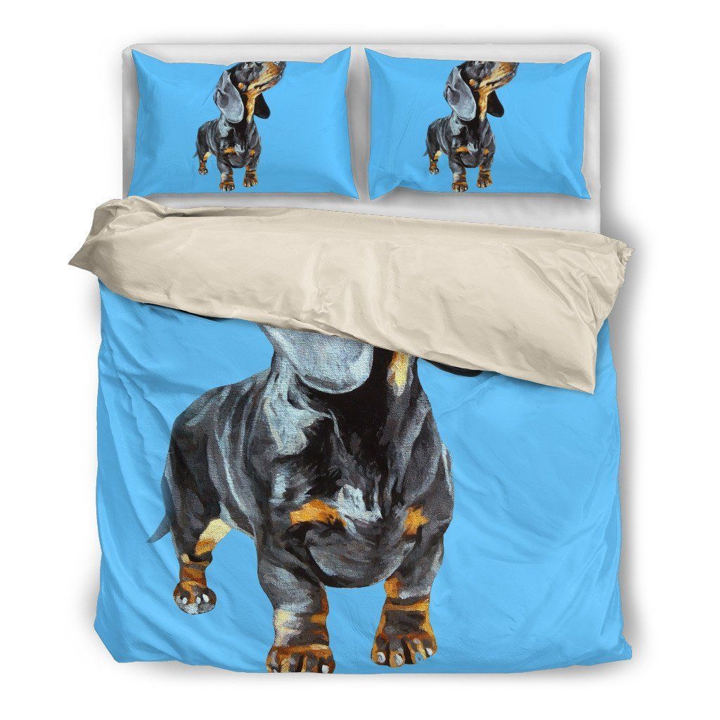 Blue Dachshund 3D Bedding Set