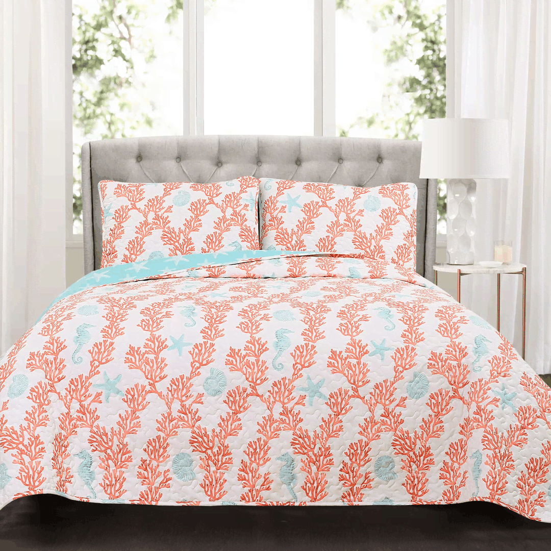 Blue Dina Coral Bedding Set