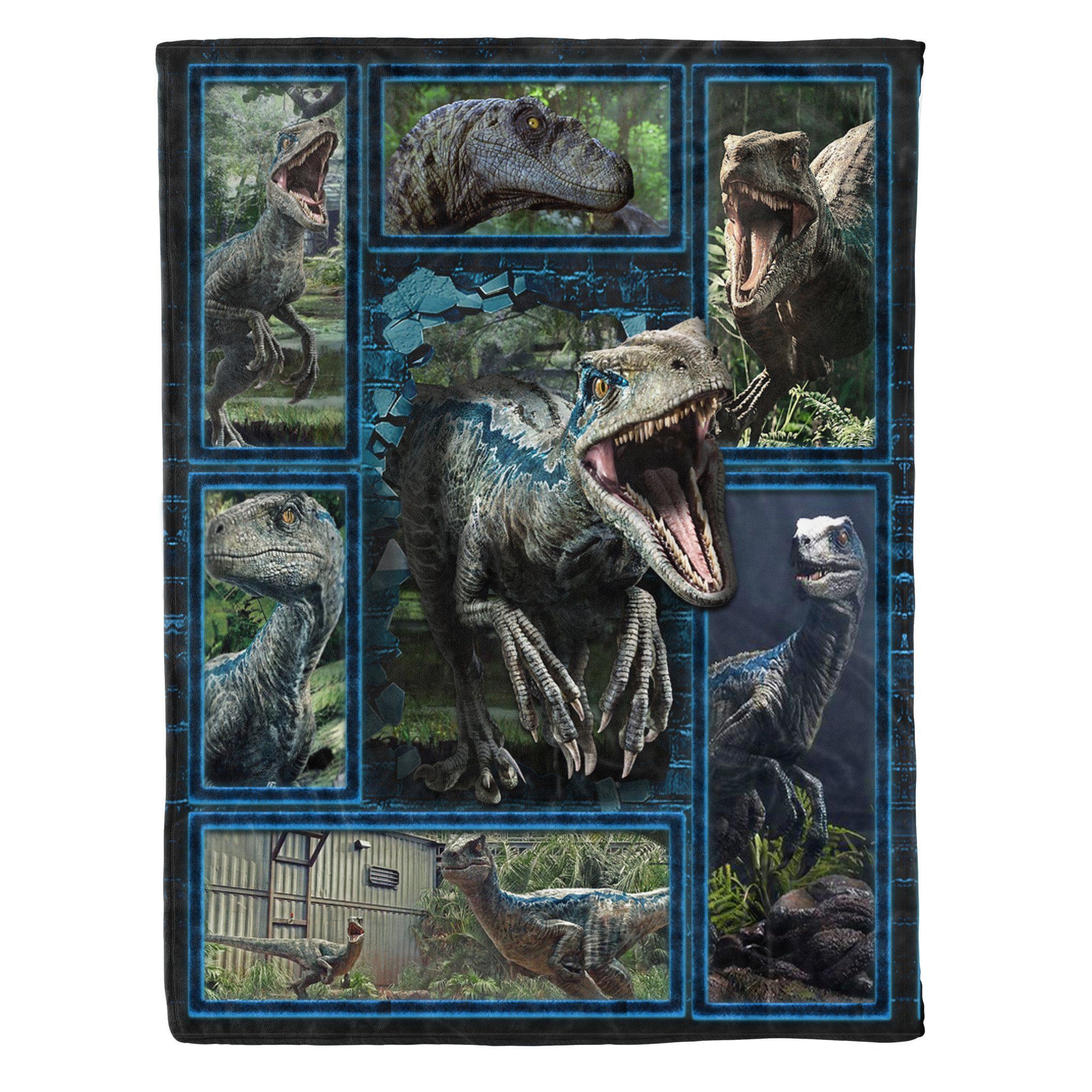 Blue Dinosaur Sherpa Fleece Blanket