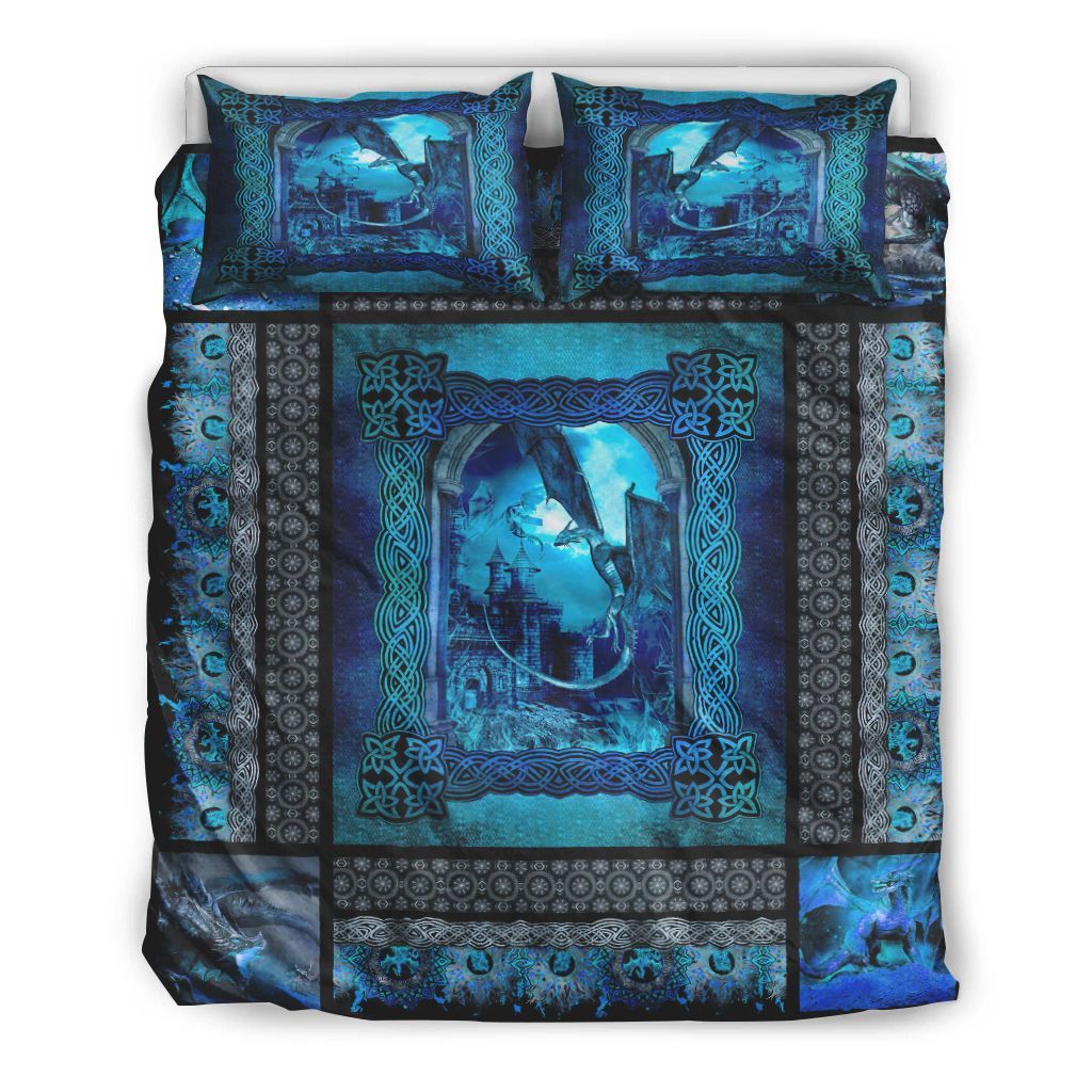 Blue Dragon Castle Bedding Set