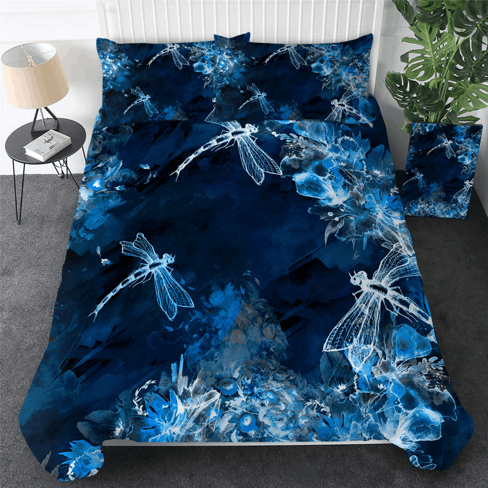 Blue Dragonfly Bedding Set