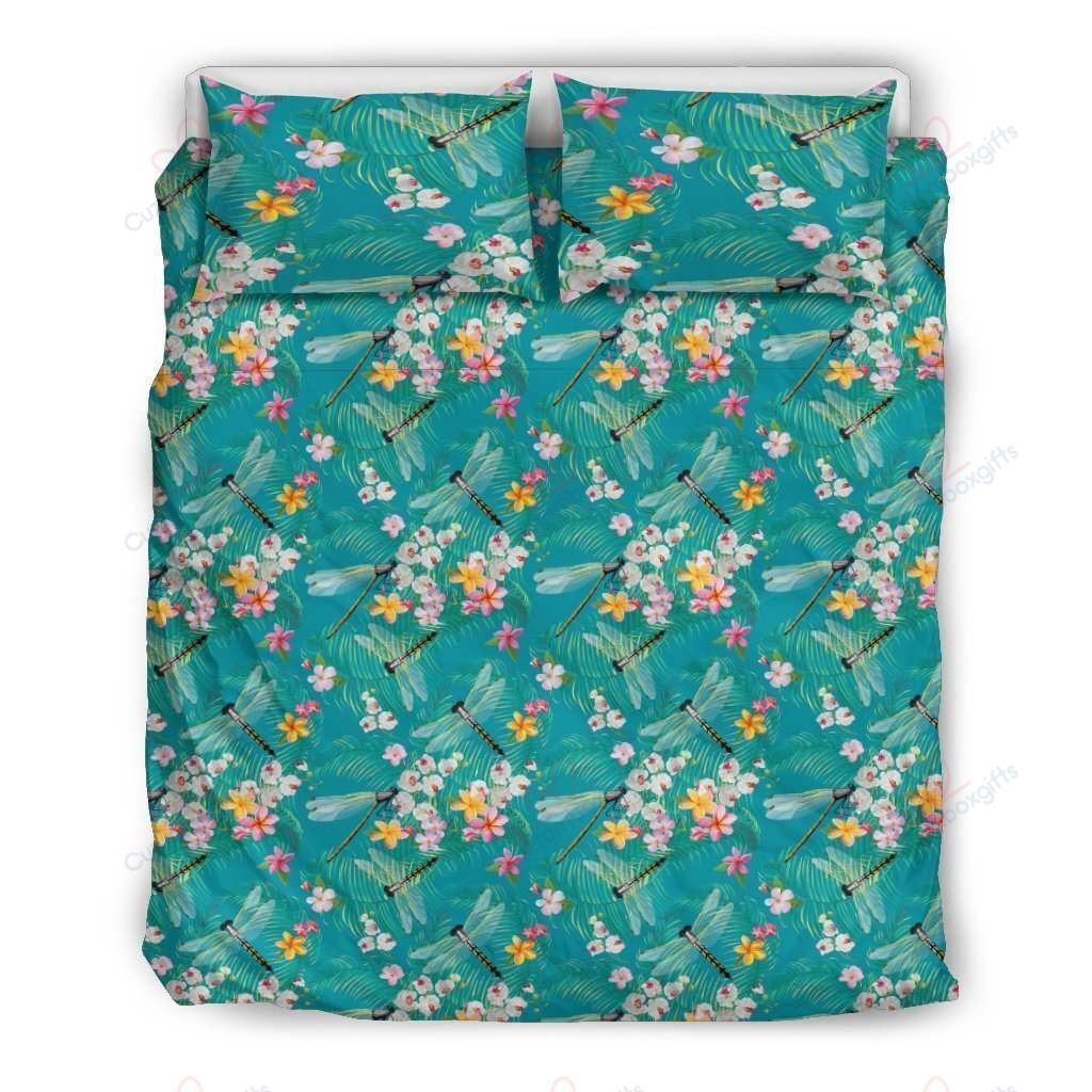 Blue Dragonfly Hawaii Pattern Printed Bedding Set
