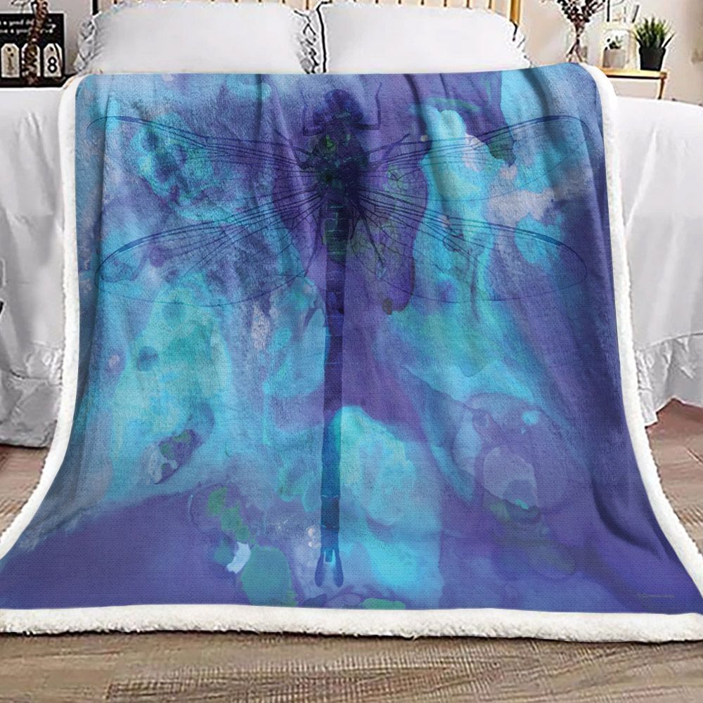 Blue Dragonfly Sherpa Fleece Blanket