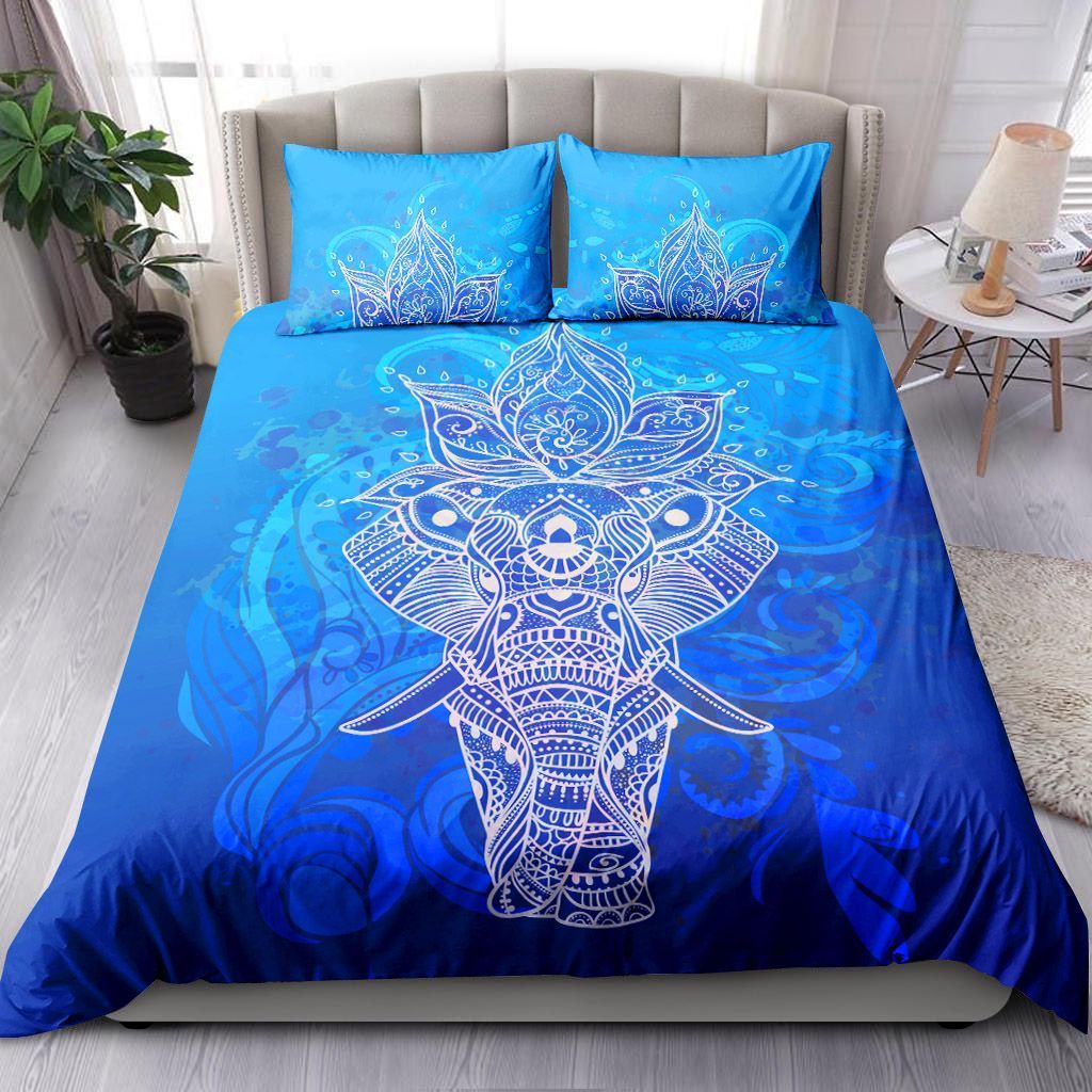 Blue Elephant Mandala Bedding Set