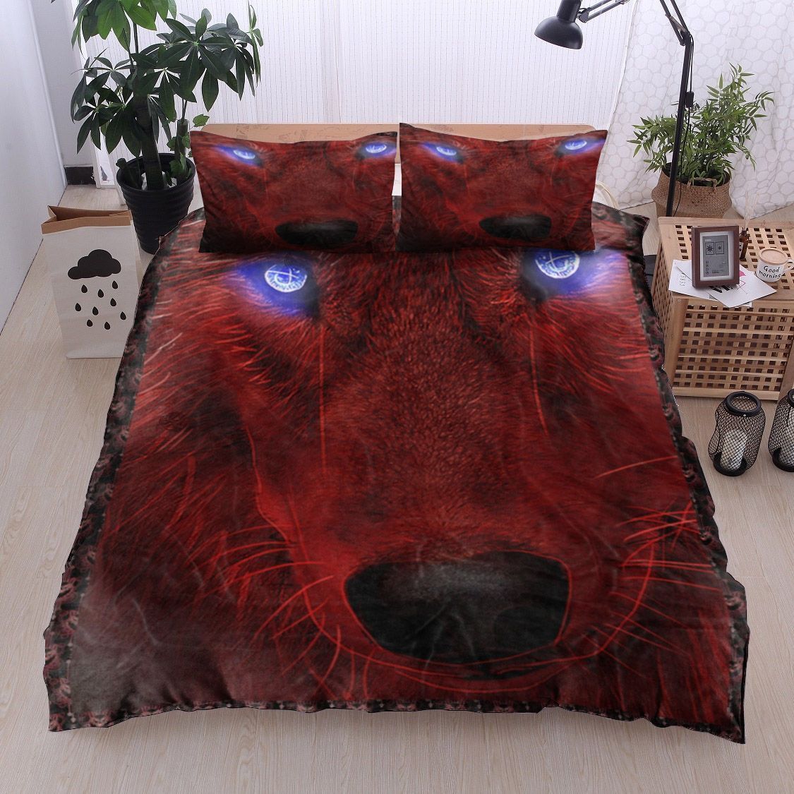 Blue Eyes Wolf Bedding Set
