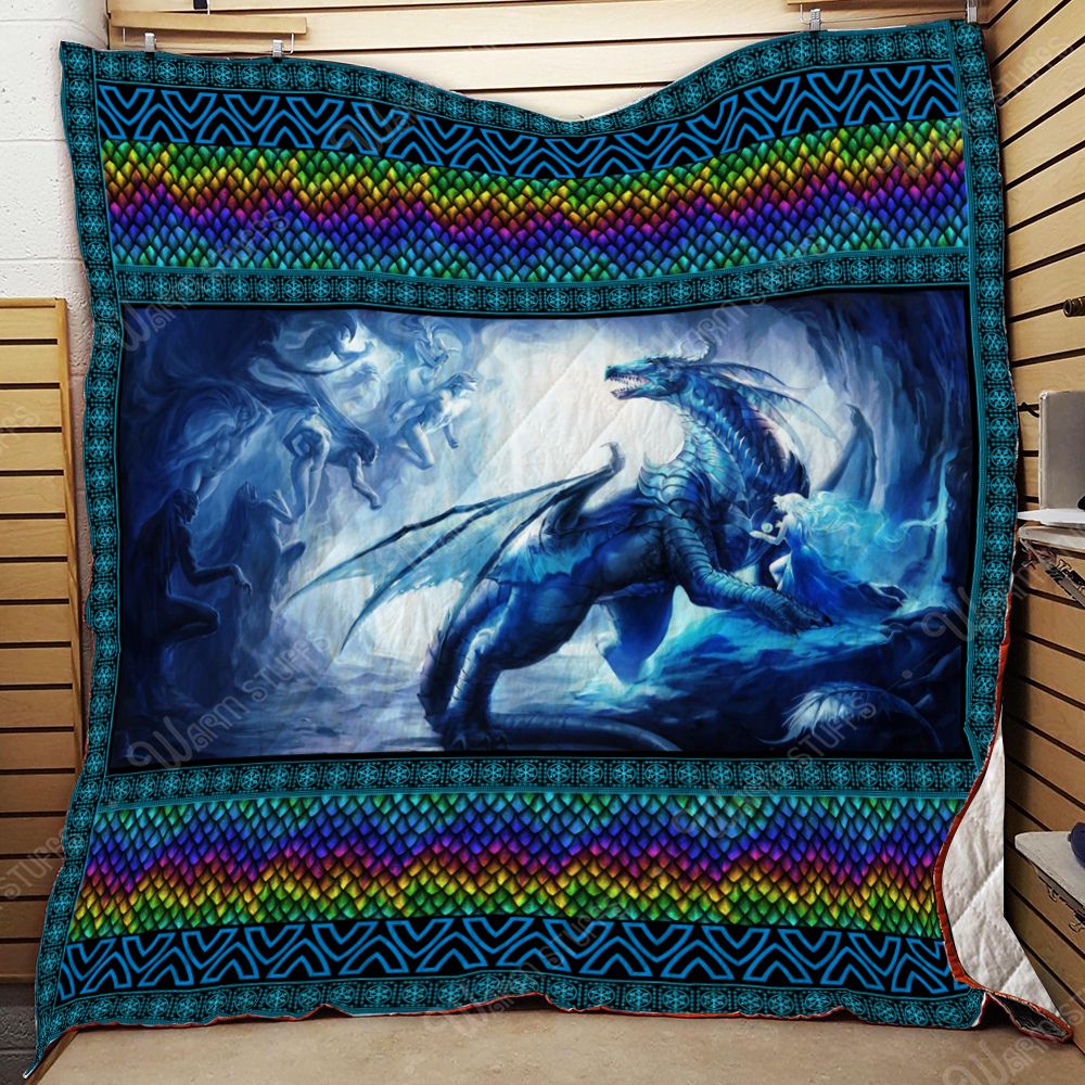 Blue Fantasy Dragon Quilt Blanket Kp Dhc1312100Dd