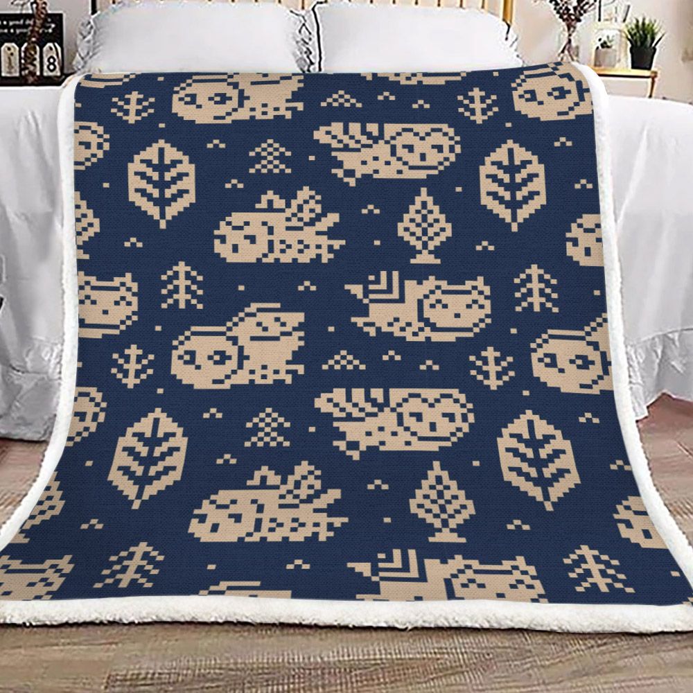 Blue Fixel Owl Sherpa Fleece Blanket