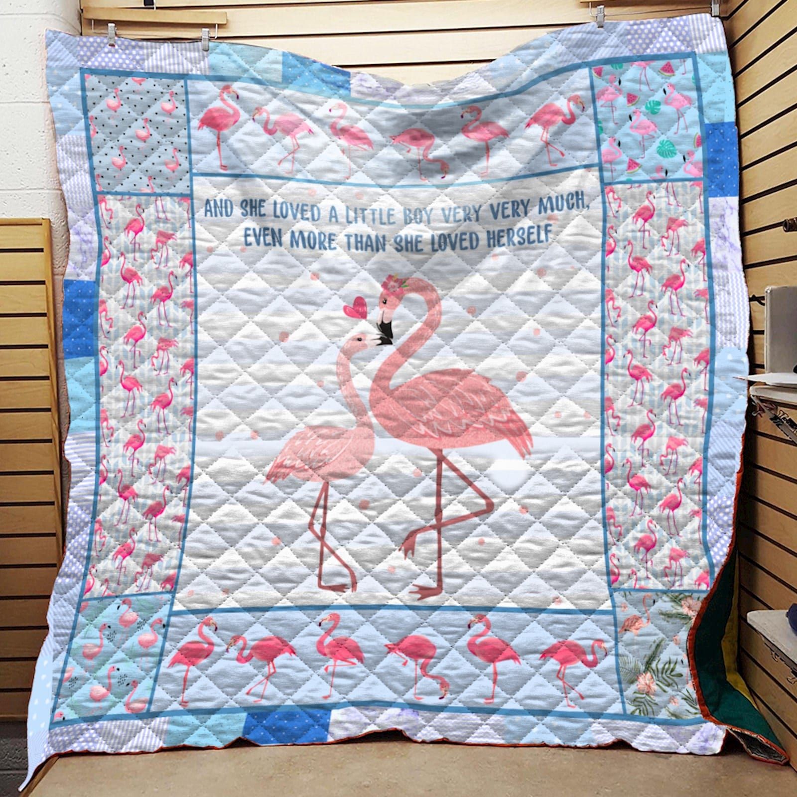Blue Flamingo Mama Quilt Blanket Blanket Dhc191262Vt