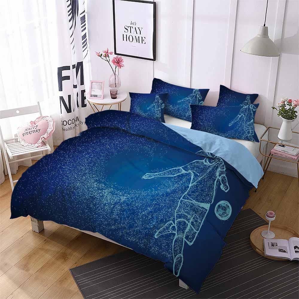Blue Football Bokeh Pattern Printed Bedding Set