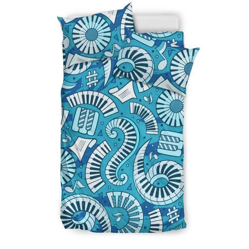 Blue Funny Music Piano  Bedding Set