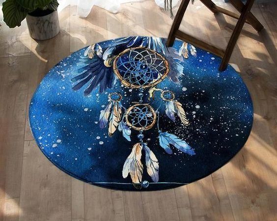 Blue Galaxy Round Carpet