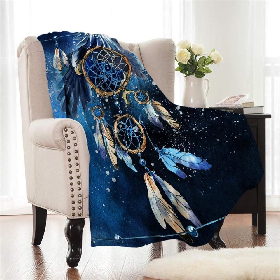 Blue Galaxy Dreamcatcher Printed Fleece Blanket
