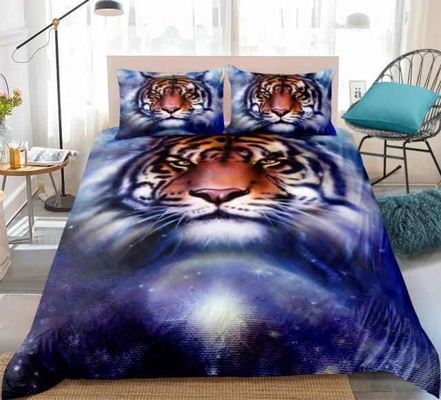 Blue Galaxy Tiger Bedding Set