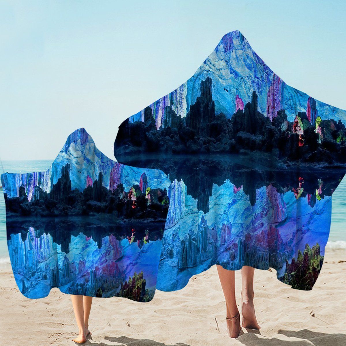 Blue Glacier Blue Ice Printed Hooded Towel