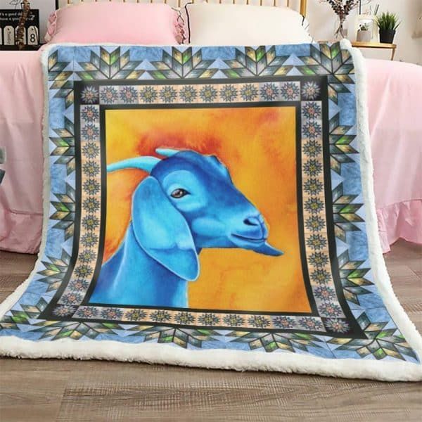 Blue Goat Sherpa Fleece Blanket