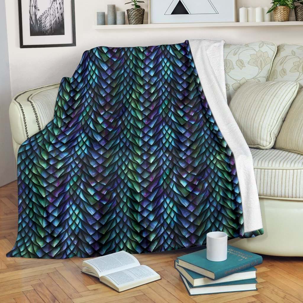 Blue Green Egg Skin Dragon Sherpa Fleece Blanket