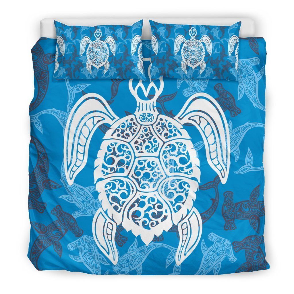 Blue Hawaiian Shark Sea Turtle Bedding Set