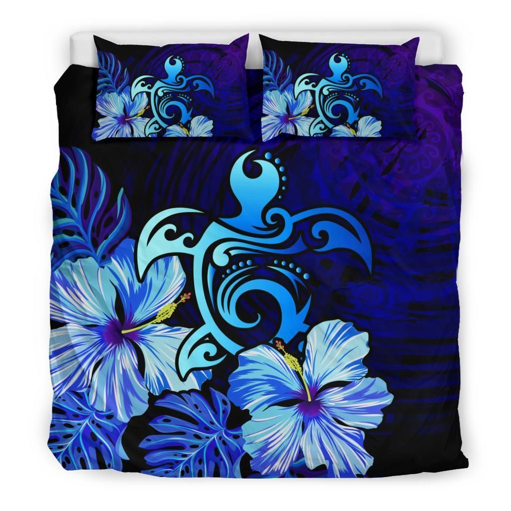 Blue Hibiscus Turtle Bedding Set