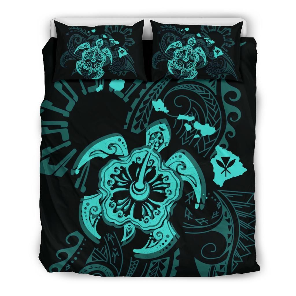 Blue Hibiscus Turtle Turquoise Bedding Set