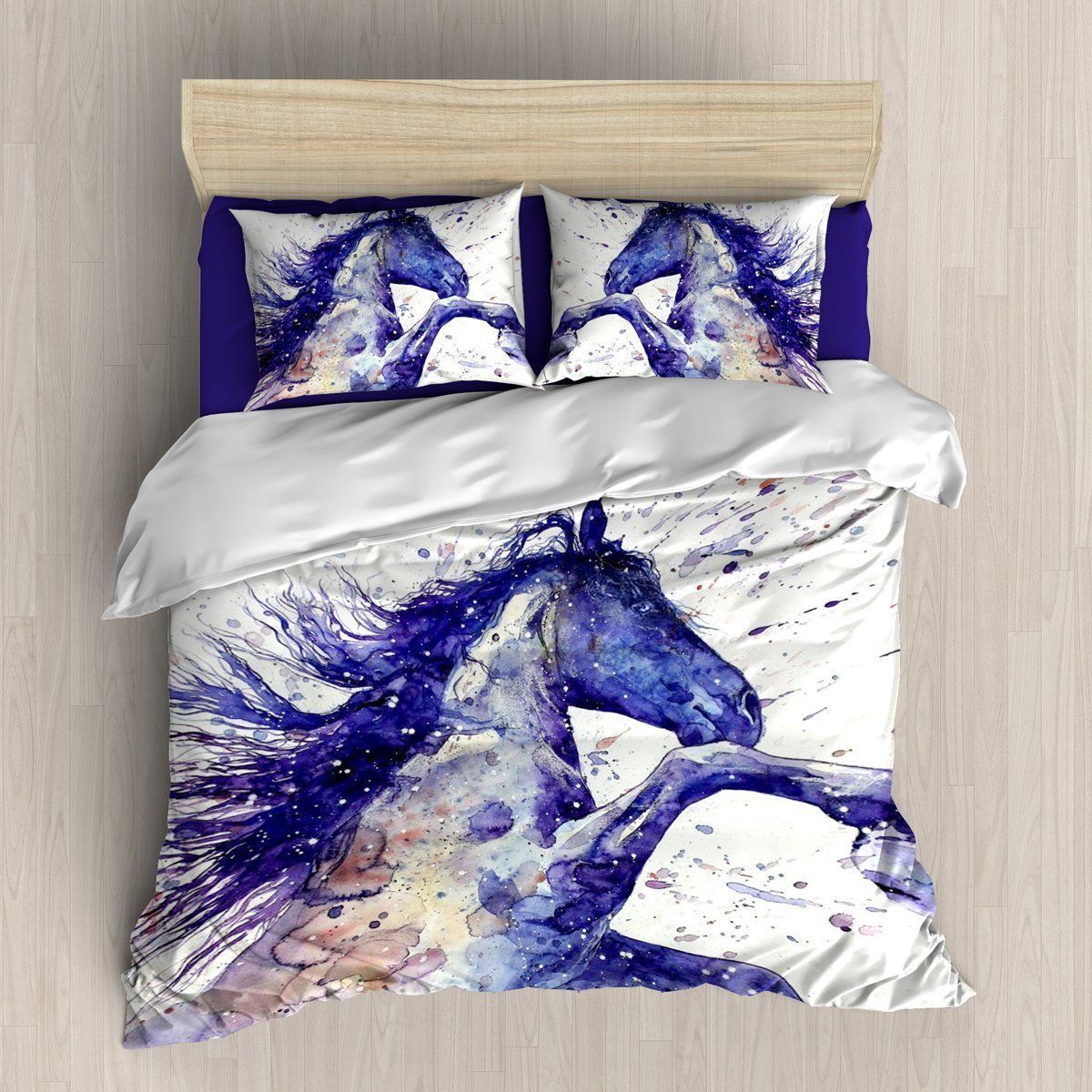 Blue Horse Bedding Set