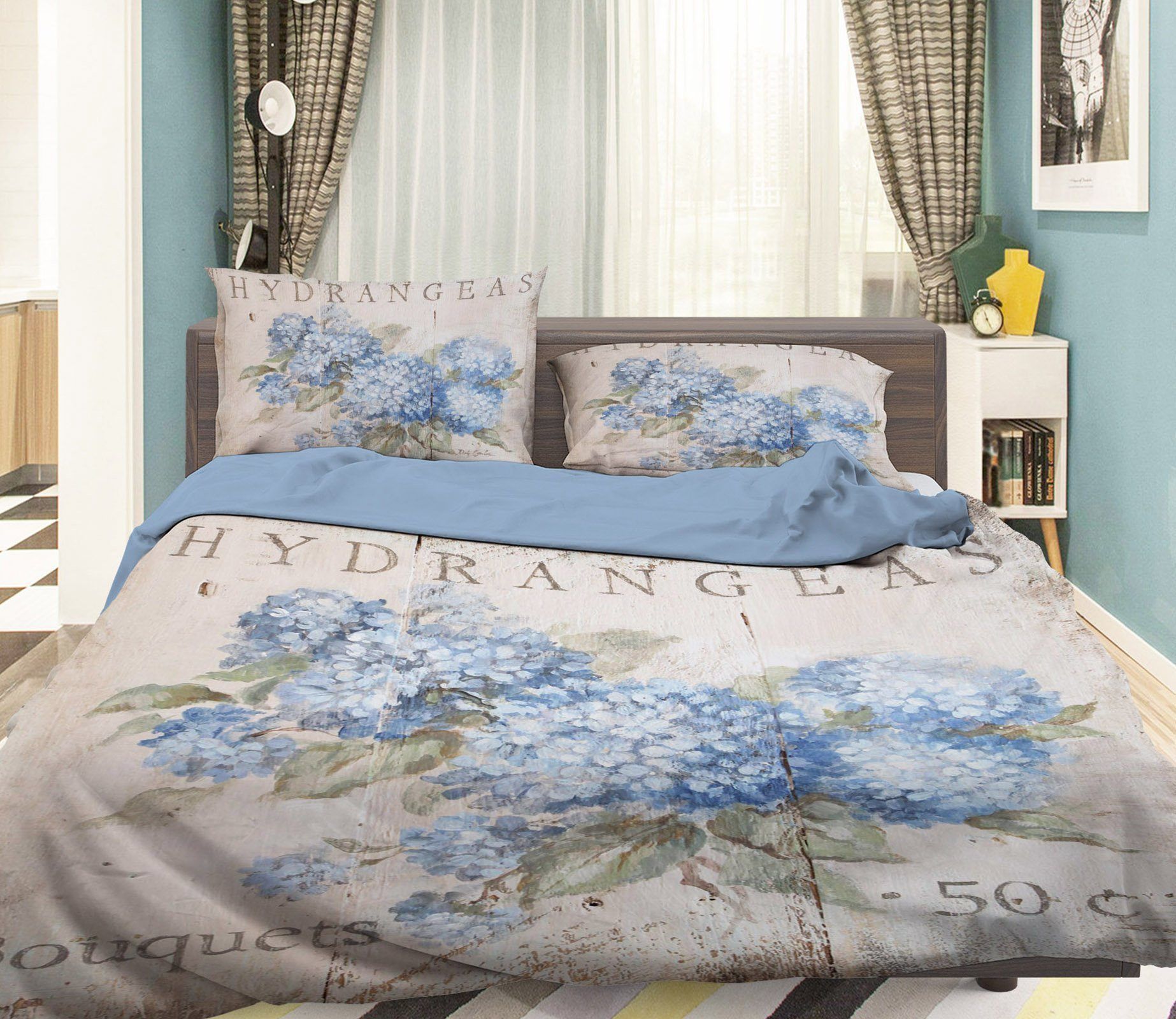 Blue Hydrangea Bedding Set