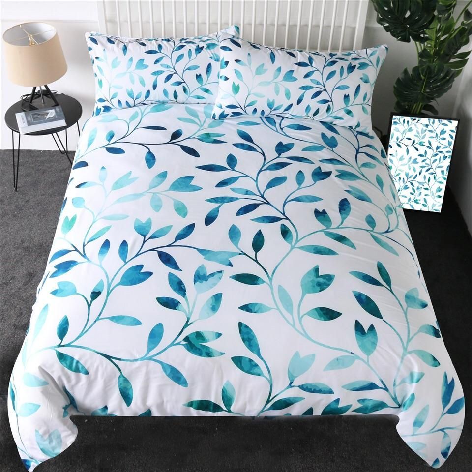 Blue Leaves Bedding Set