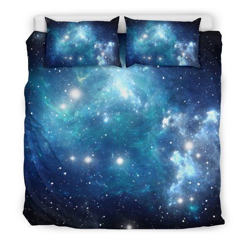 Blue Light Sparkle Galaxy Space Bedding Set