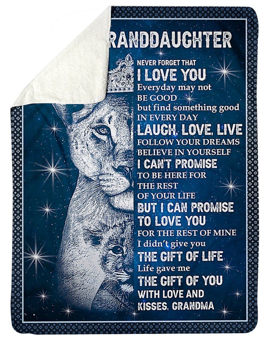 Blue Lion King Laugh Love Live Grandma To Granddaughter Fleece Blanket Sherpa Blanket