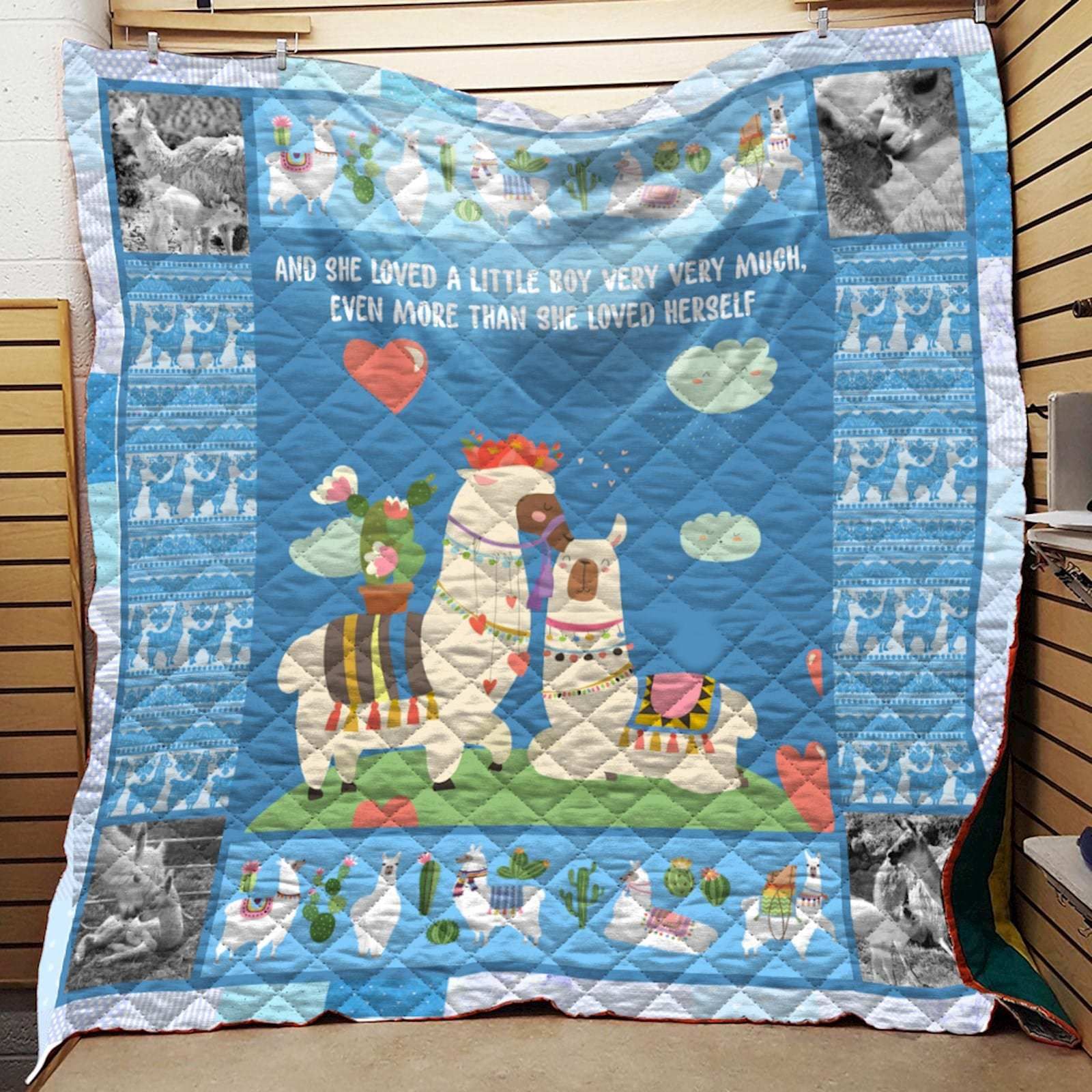 Blue Mama Llama Quilt Blanket Blanket Dhc191273Vt