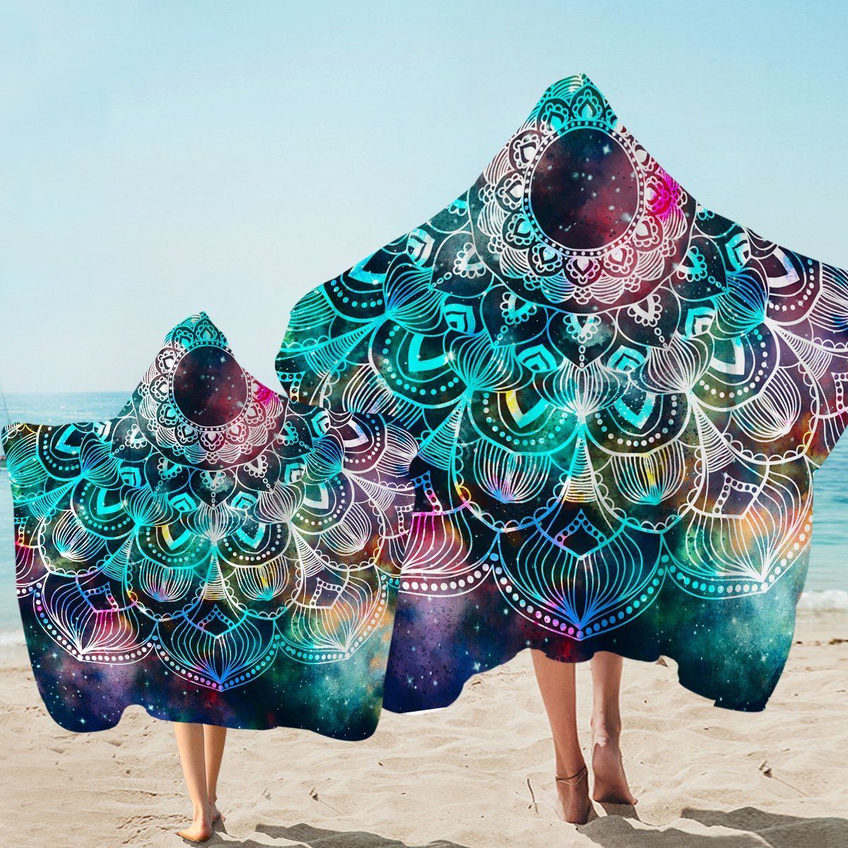 Blue Miracle Mandala Printed Hooded Towel