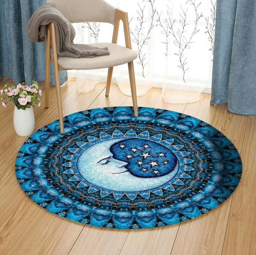 Blue Moon Celestial Round Carpet