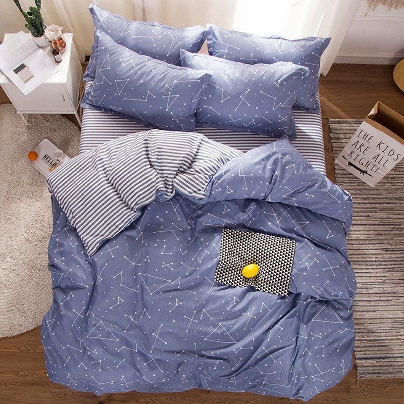 Blue Moon Star Planet Pattern Bedding Set