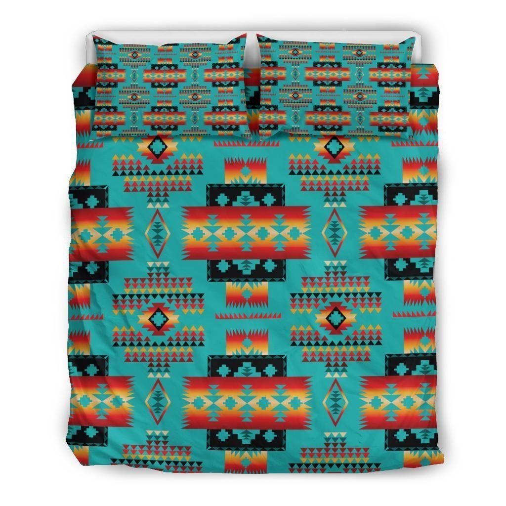 Blue Native Tribes Pattern Native American Bedding Set