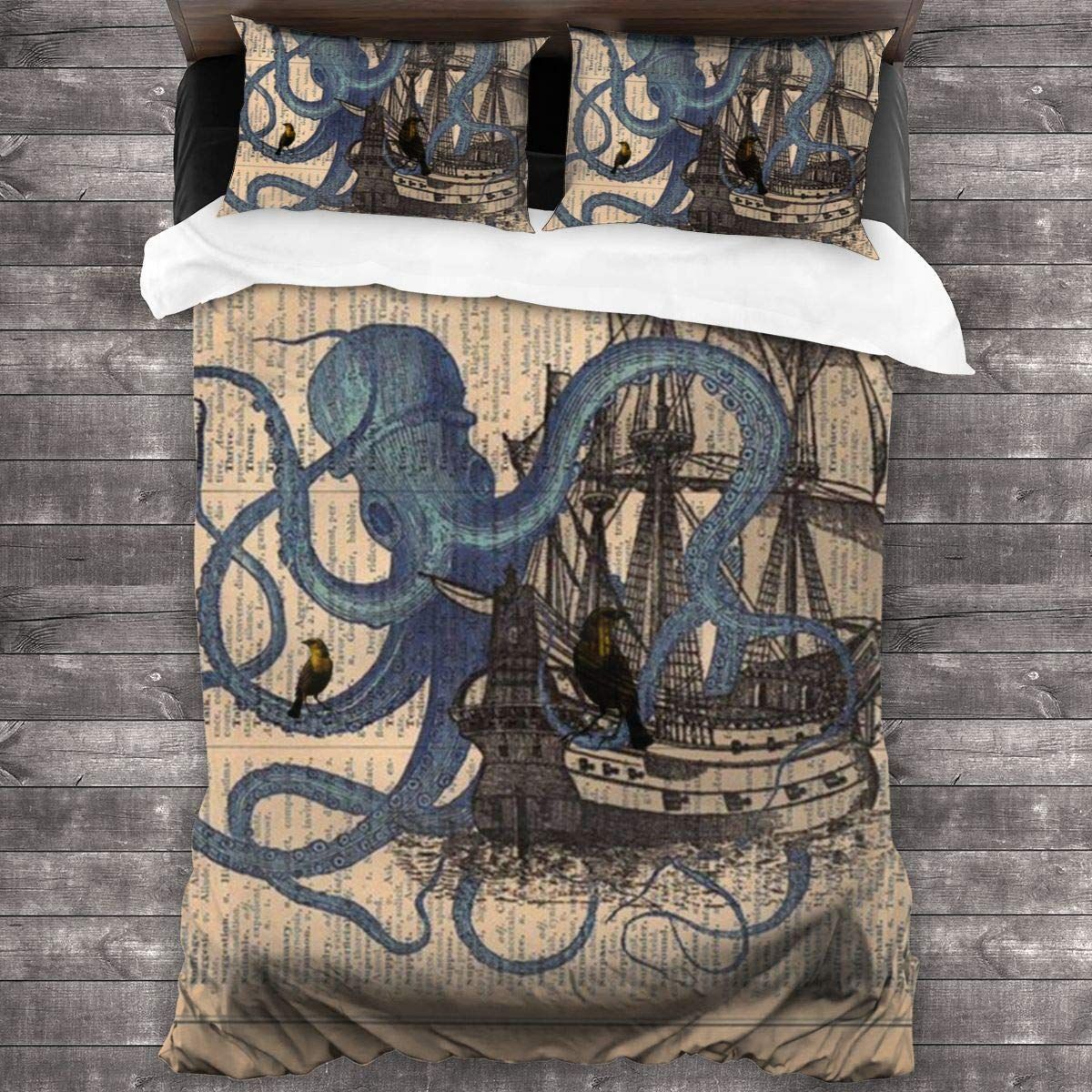 Blue Octopus And Ship Bedding Set