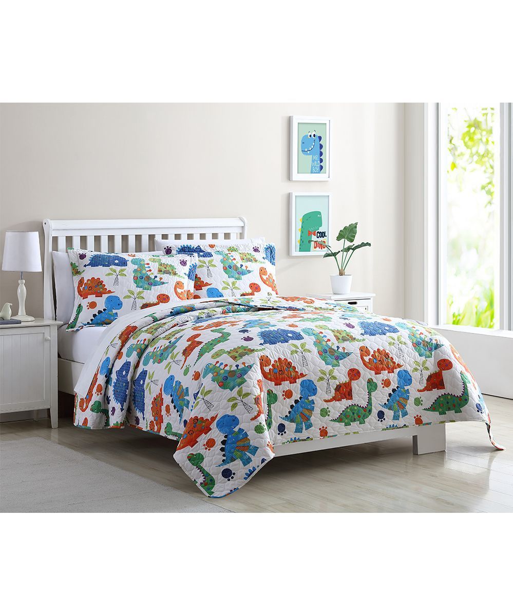 Blue Orange Whimsical Baby Dinosaur Bedding Set