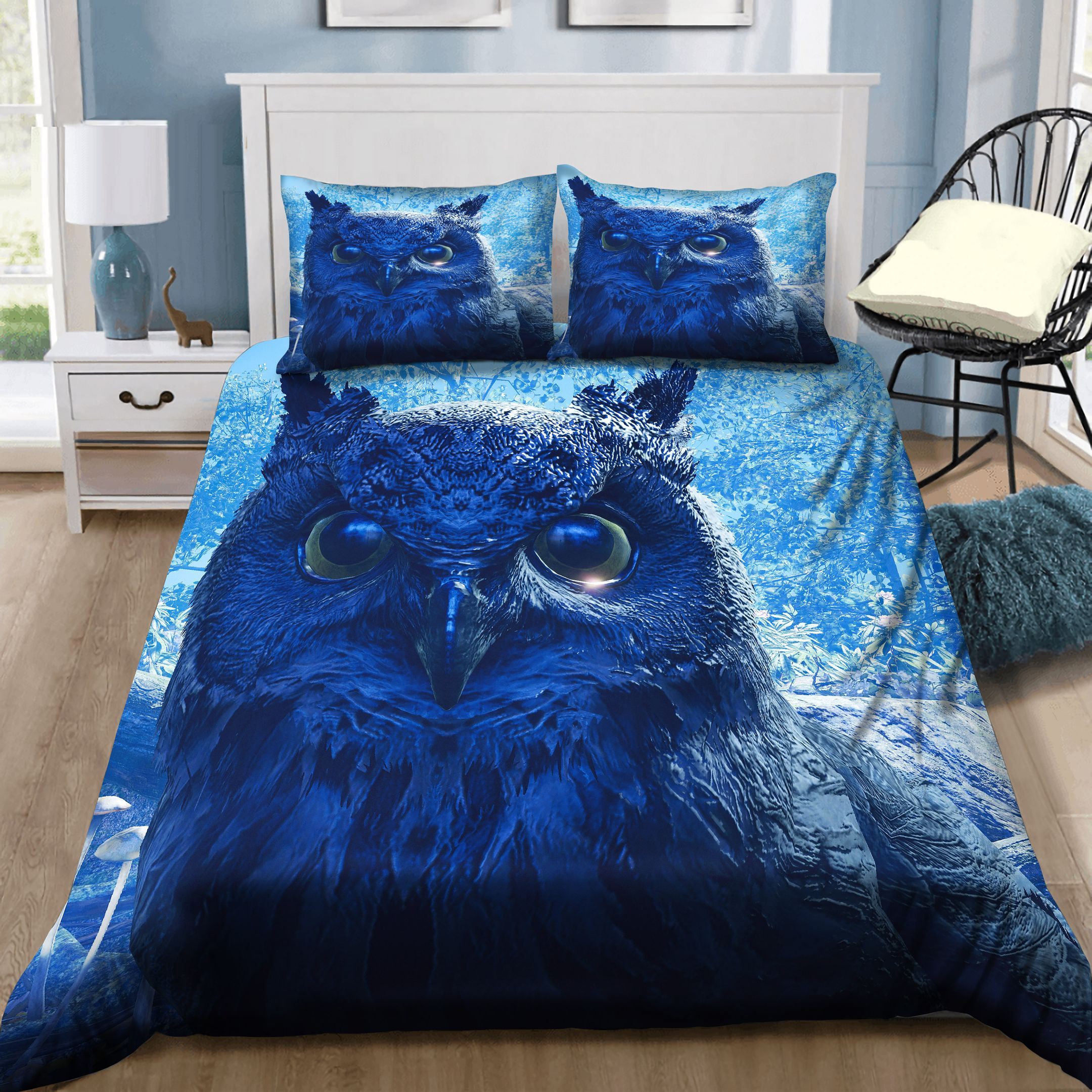 Blue Owl Bedding Set