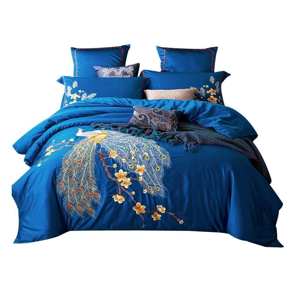 Blue Peacock Bedding Set