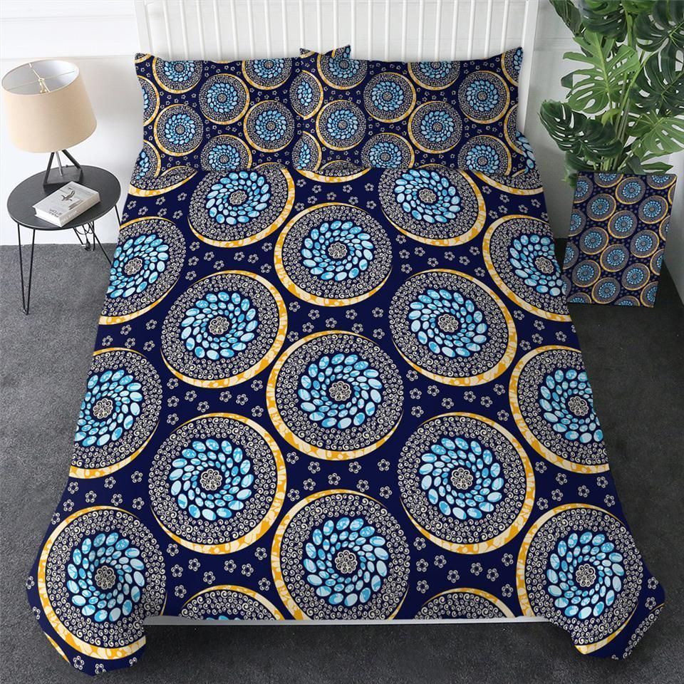 Blue Pebbles Mandala Bedding Set